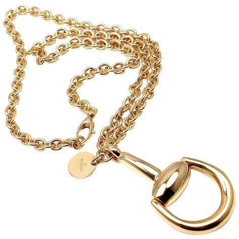 gucci gold horsebit necklace|gucci horsebit necklace gold.